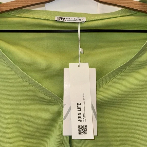 ZARA Light Green Ribbed Single Button Open Front Long Sleeve
Cardigan Top - Picture 8 of 9